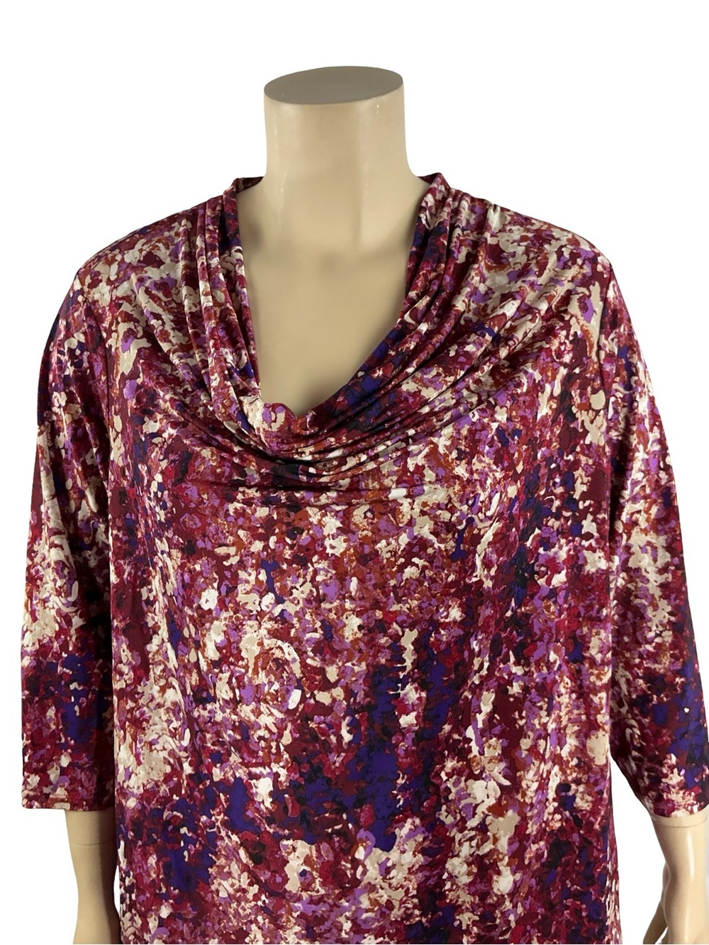 Dana Buchman Woman Abstract Cowl Neck Workwear Top Purple Size 2X - Picture 2 of 7